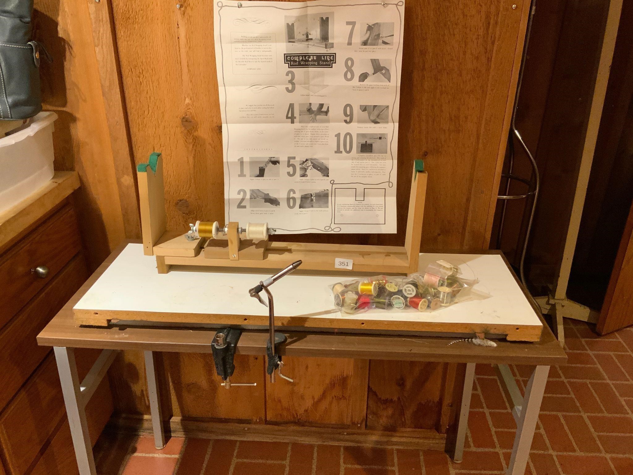 Fishing Rod Wrapping Stand Desk & Accessories