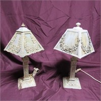 (2)Cast & stained glass lamps. Similar.