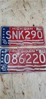 2 vintage Michigan Spirit of 76 license plates