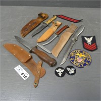 Assorted Military Patches & Knives