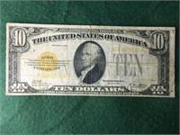 1928 $10 Gold Seal Certificate Bill