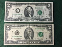 2013 and 1976 $2 Bills