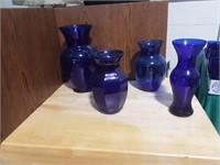 Large cobalt blue glass vases