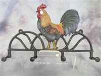 Cast Iron Rooster Coat/Kitchen Rack