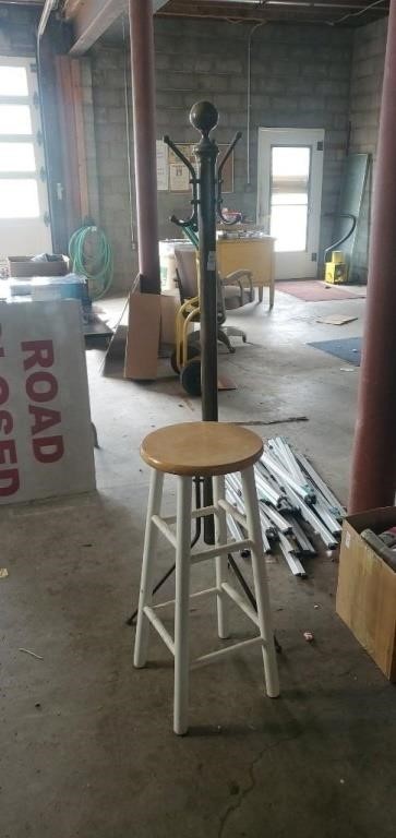 Stool and coat rack