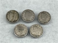 V Nickels- Lot of 5