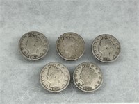 V Nickels- Lot of 5