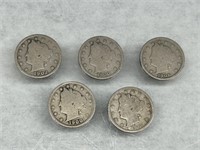 V Nickels- Lot of 5