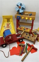 Vintage Wooden Childs Toys Building Blocks & Pegs,