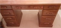 Wood (?) Desk with 7 Drawers