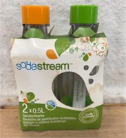 C13) 2 NEW SODA STREAM BOTTLES - package has some