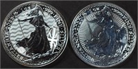 (2) 1 OZ .999 SILVER BRITTANIA ROUNDS