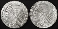 (2) 1 OZ .999 SILVER INDIAN DESIGN ROUNDS