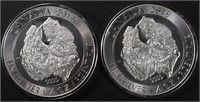 (2) 1.25 OZ .999 SILVER 2019 CANADIAN BISON ROUNDS