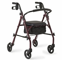 Medline Rollator Walker with Seat, Steel Rolling