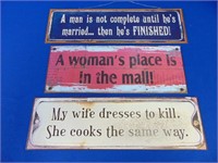 (3) Tin Novelty Signs