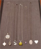 (7) Sterling Silver Pendant Necklaces