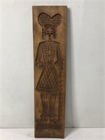 SIGNED CARVED WOOD GIRL WALL PLAQUE