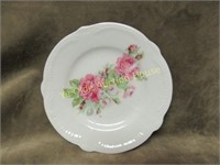 Small Rose Transferware Plate with Scalloped Edge