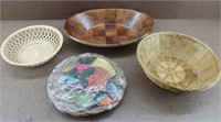 Small Kitchen Baskets w/ Woven Coasters