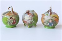 Collection of three Royal Bayreuth miniature pots,