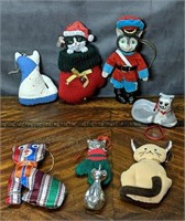 Lot of Cat Themed Christmas Ornaments