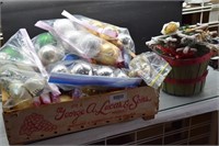 Large Lot Christmas Ornaments & VTG Fruit Crate