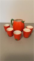 Fall Pumpkin Pitcher With Glasses Porcelain Japan