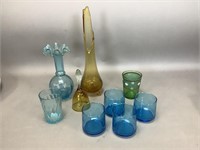 Amber, Blue and Green Glassware