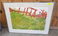 “RED FENCES” SIGNED, NUMBERED, DATED