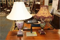 3pc Lamps (1) Vintage Marble Base (2) Contemporary