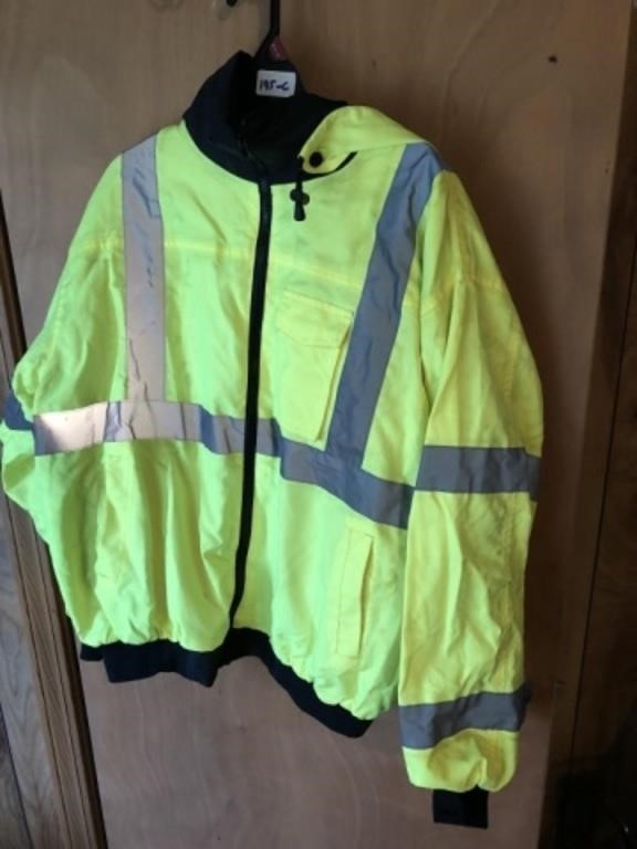 Hi-Vis Hooded Rain Coat (L)