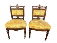 2 WALNUT VICTORIAN SIDE CHAIRS