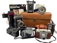 Lot of Vintage Cameras, Accessories Leather Cases