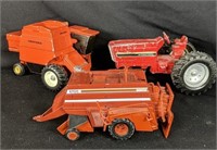 Trio of Die Cast Tractors & Baler