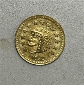 1852 1/2 CALIFORNIA GOLD COIN