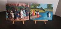 Relief resin plaques with easels