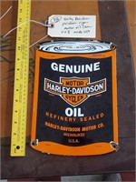 Harley Davidson oil can porcelain sign 11x8