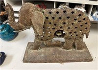 Vintage Cut Metal Elephant Candle Votive Sculpture