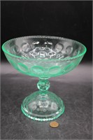 Victorian Uranium Glass "Thousand Eye" Compote