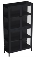 Modern Black Glass Display Cabinet with Doors