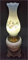Vintage Converted Floral Hurricane Lamp