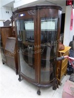 Antique curved glass hutch (1 back foot damaged)