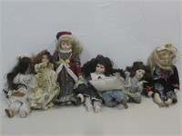 Assorted Vtg Porcelain Dolls Tallest 16"  See Info