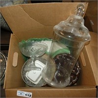 Assorted Glassware, Egg Plate, Etc