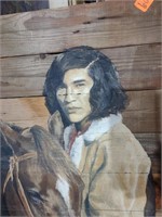 Native American Young Man Painted on Board
