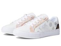 GUESS Women's Loven Sneaker, White/Pink 680, 5