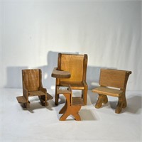 Small Wooden Desks and Chairs