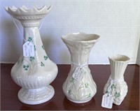 (3) "Belleek" Vases