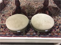 2 BROWN MICROSUEDE FOOTSTOOLS